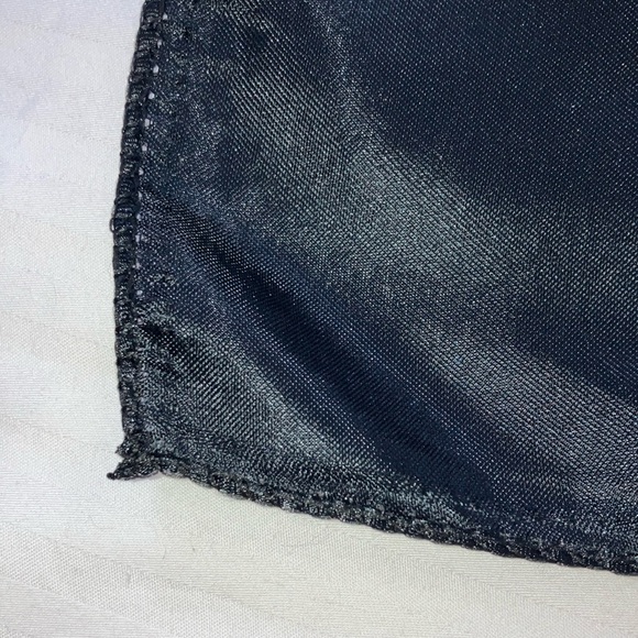 Black silk like scarf perfect for folding into suit jacket pocket - Picture 4 of 12